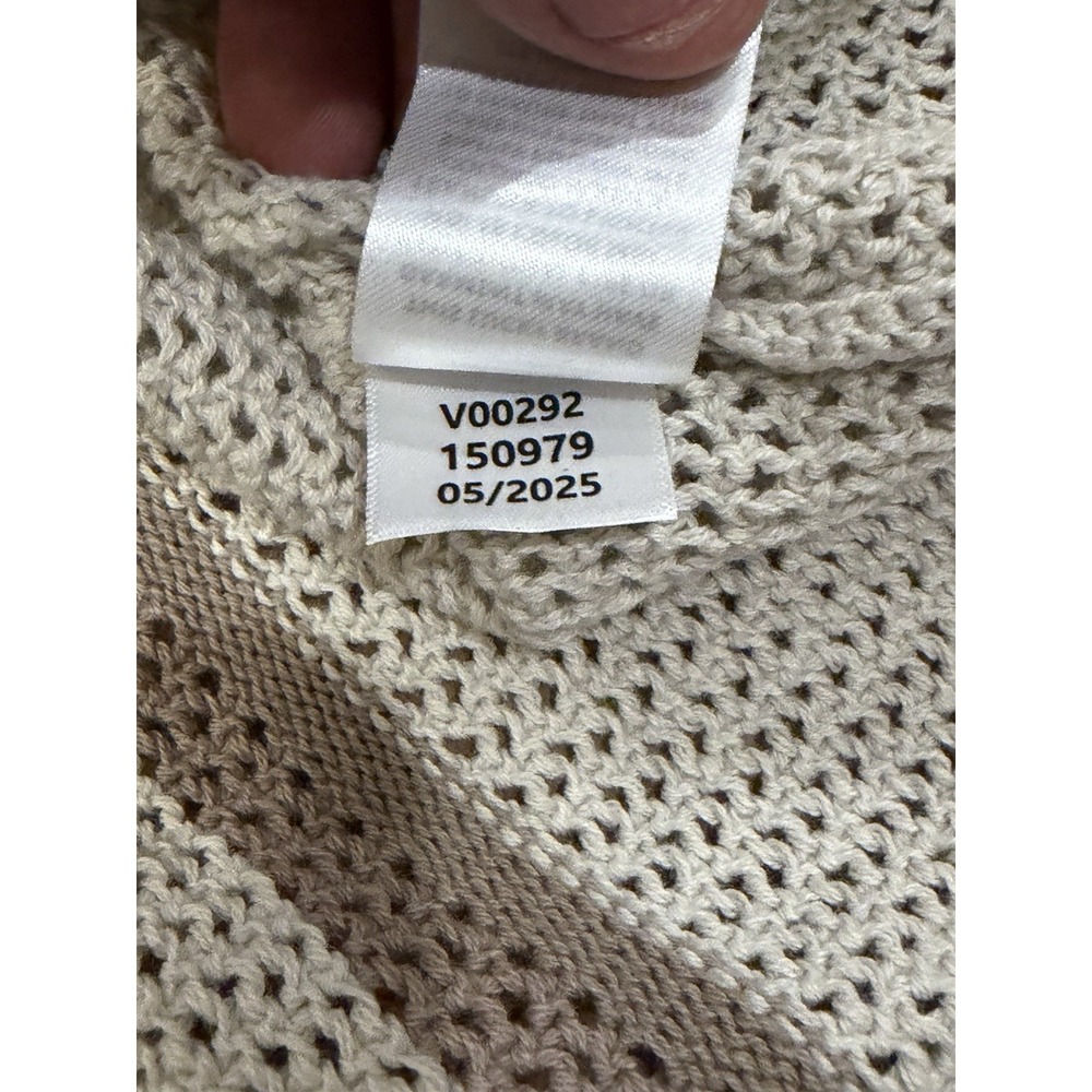 Lucky Brand Striped Crochet Cardigan Sweater Collared Button Short Sleeve Beach - Picture 9 of 16